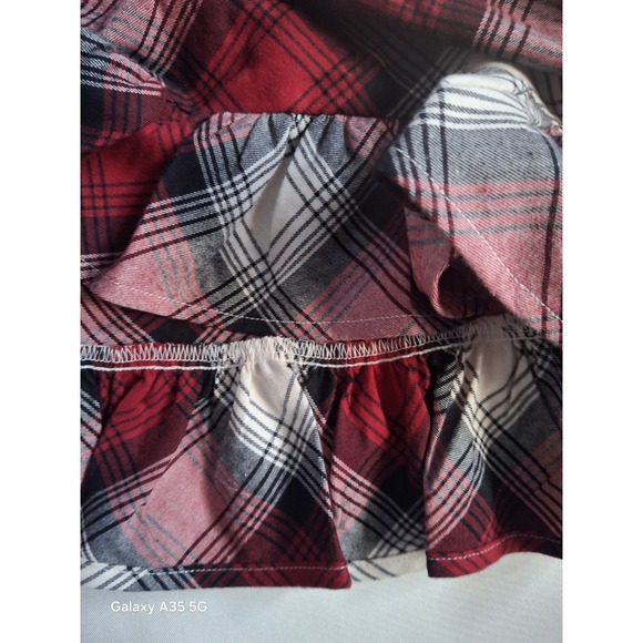 The Childrens Place Girls Christmas Long Sleeve Plaid Ribbed Drop Waist Dress 16 - Picture 8 of 9